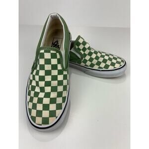 Vans Heritage Checkerboard Slip On Sneakers Green Cream Size 7M/8.5W
